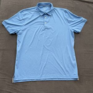 Johnnie-O Polo Shirt Men XL Blue Polyester Golf Golfing Preppy Performance.
